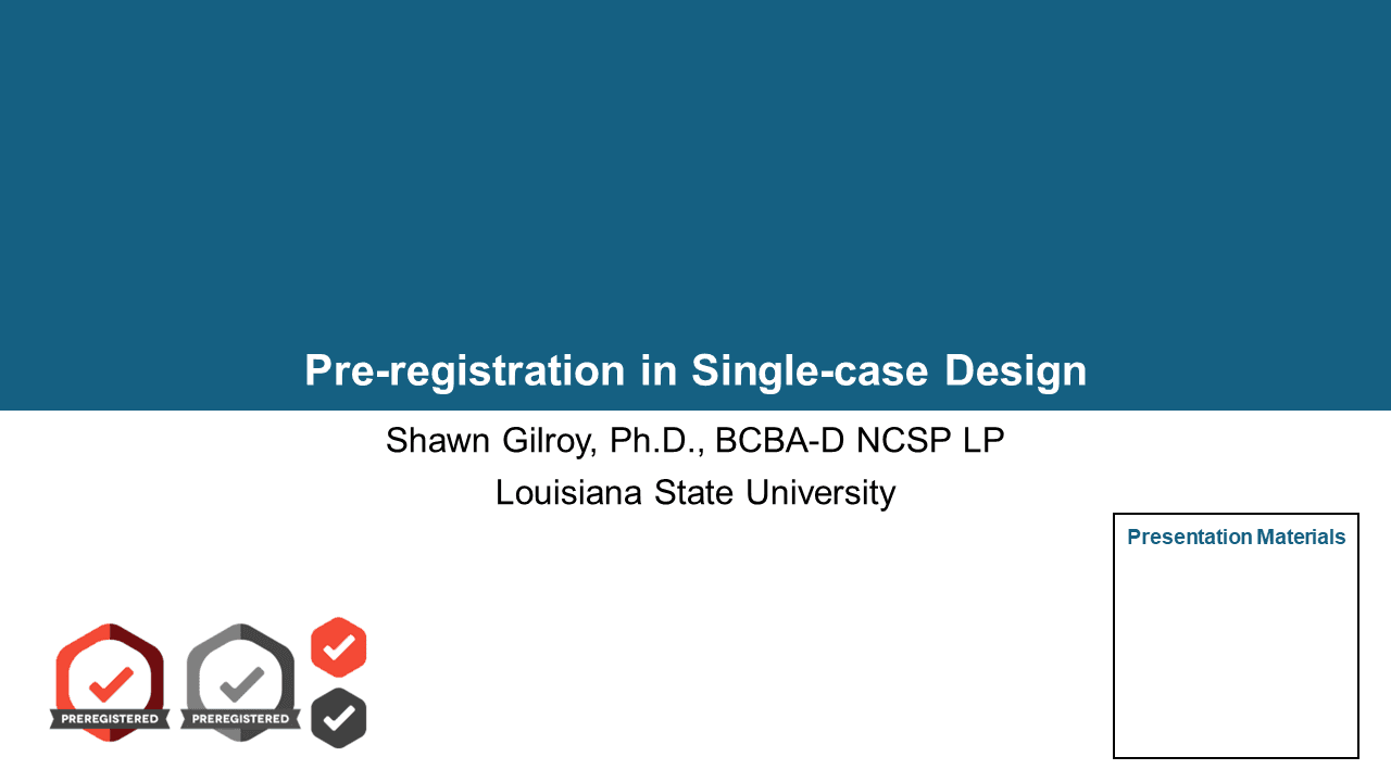 preprint preview for Invited Panel Series: Pre-registration in Single-case Design