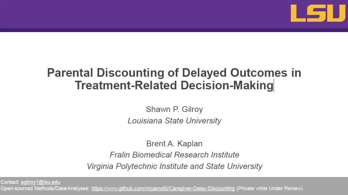 preprint preview for Parental Discounting of Delayed Outcomes in Treatment-Related Decision-Making